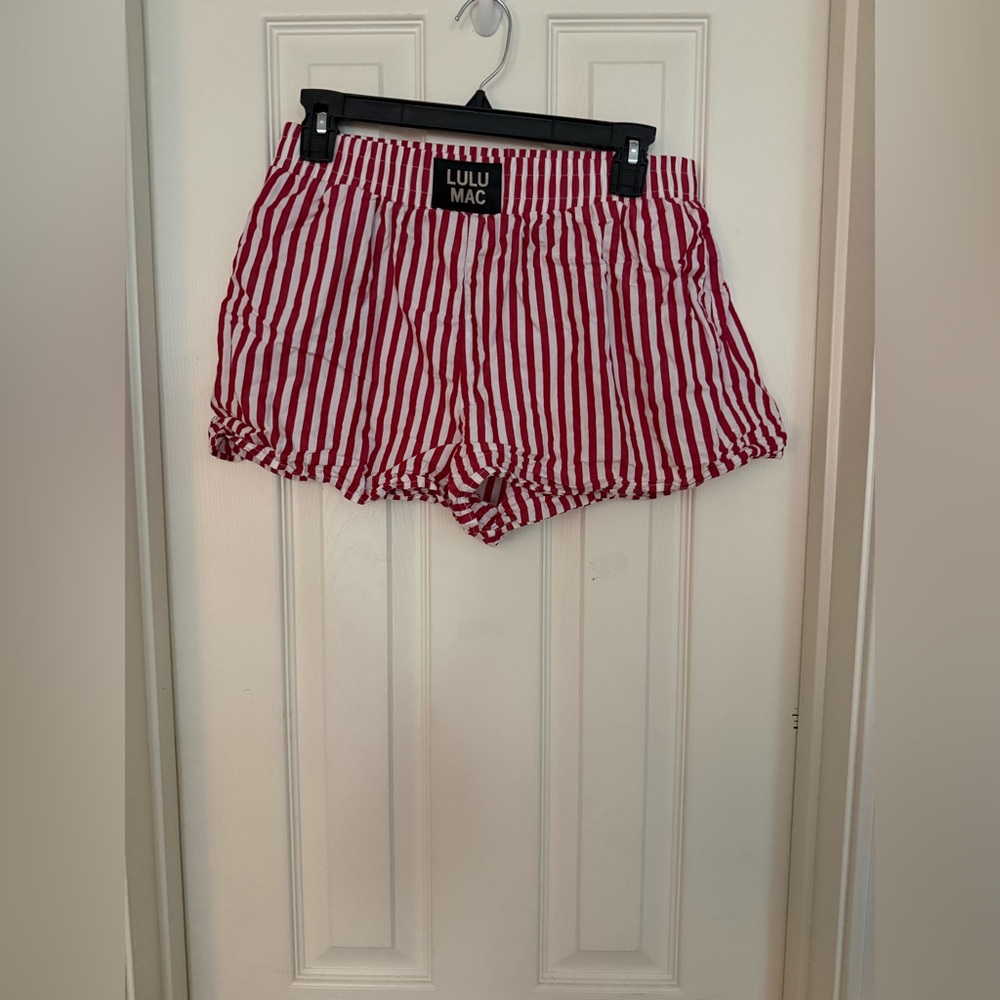 Lulu Mac Red and White Striped Shorts Large